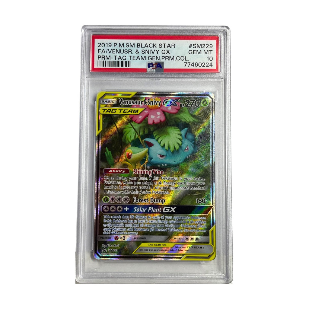 Venusaur & Snivy GX SM229 Tag Team Alt Art Pokemon Sun & Moon Promo PS