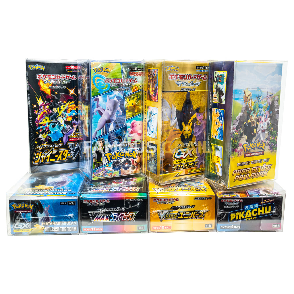 pokemon japanese booster box protector Fidelis Protective Case (5 Pack) Crafted from ultra Acrylic Case Display for Japanese