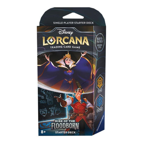 Disney Lorcana: Rise of the Floodborn Starter Deck - Amber & Sapphire (The Evil Queen & Gaston)