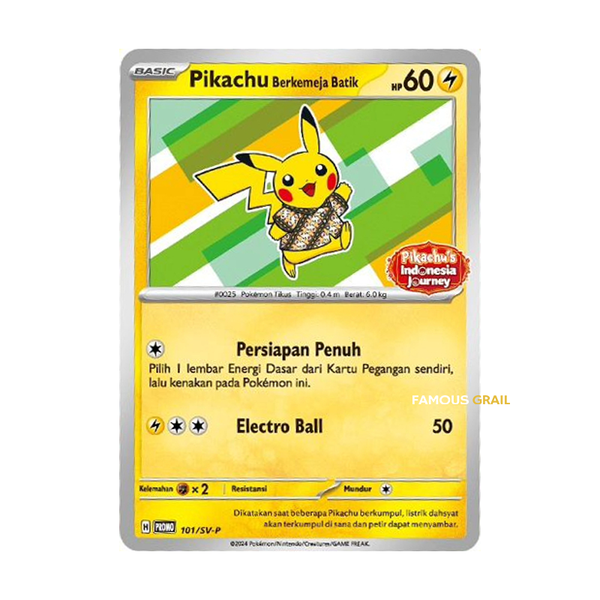Pikachu Berkemeja Batik 101/SV-P - Pokemon Indonesia Journey Promo Card - SEALED